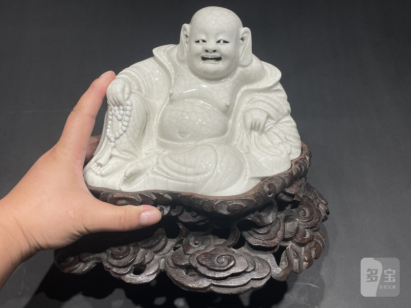 十八世纪 德化窑弥勒佛塑像（带老座） - 图2
